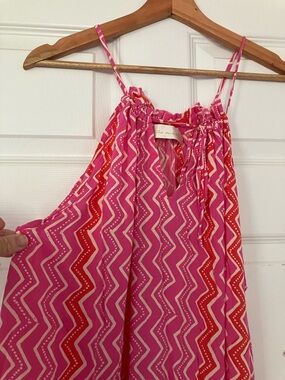 Natalie Martin Pink and Red Zigzag Print Dress